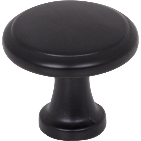 Elements By Hardware Resources 1-3/16" Diameter Matte Black Kenner Cabinet Mushroom Knob 3970-MB